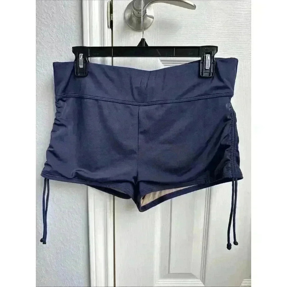 Livi By Lane Bryant Pull On Swim Size 14 Short Blue Side Strings Lined - Picture 1 of 5